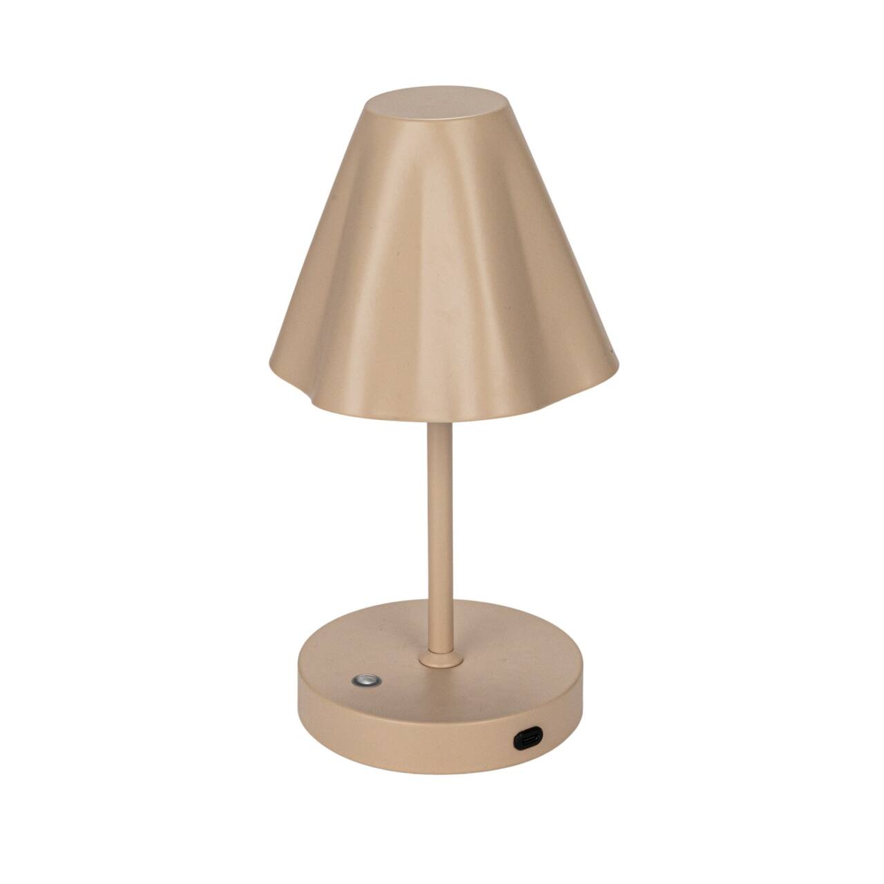 Hello Honey® 11" Tan Round Metal LED Rechargeable Table Lamp